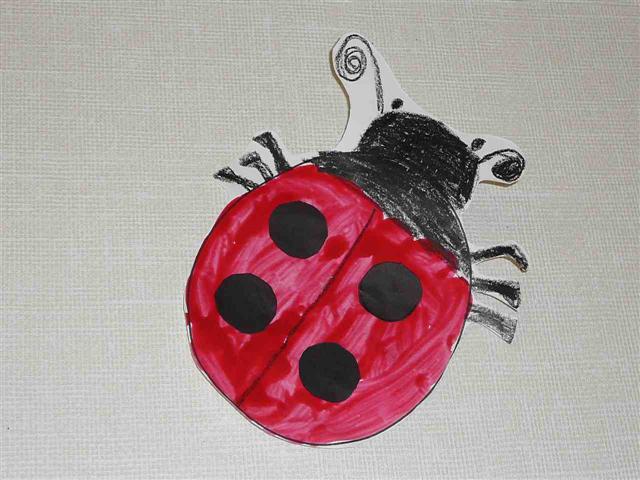 ladybugs with crayon and paint